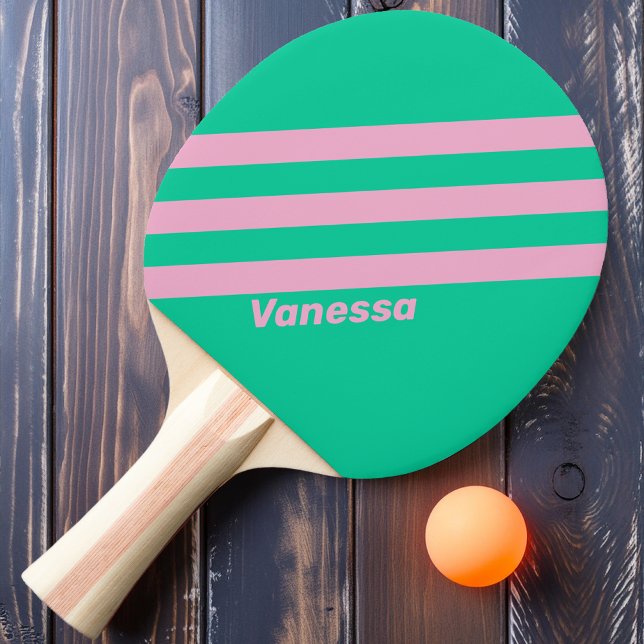 Retro Summer Breeze Three Stripes with Name Ping Pong Paddle (Creator Uploaded)