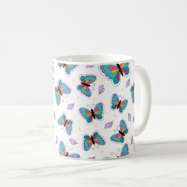 Retro Summer Butterfly Coffee Mug (Front Right)