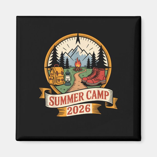 Retro summer camp 2026 leader crew host smore magnet (Front)