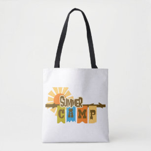 Retro summer camp graphic tshart tote bag