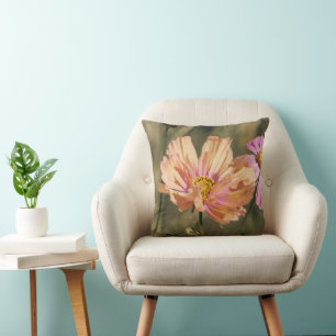 Retro Summer Cosmea Blooms Birthday Cushion