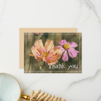 Retro Summer Cosmea Blooms Thank You Card