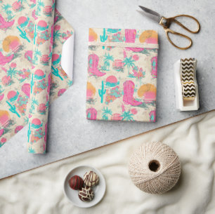Retro Summer Cowgirl Gift Wrapping Paper