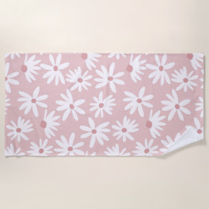 Retro Summer Daisies Pattern Small #4 #pattern  Beach Towel