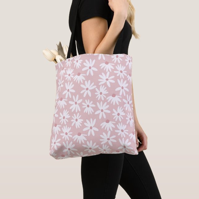 Retro Summer Daisies Pattern Small #4 #pattern  Tote Bag (Close Up)