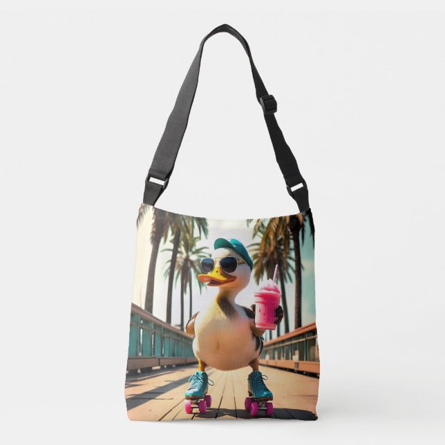 Retro Summer Funny Roller Duck  Crossbody Bag (Front)