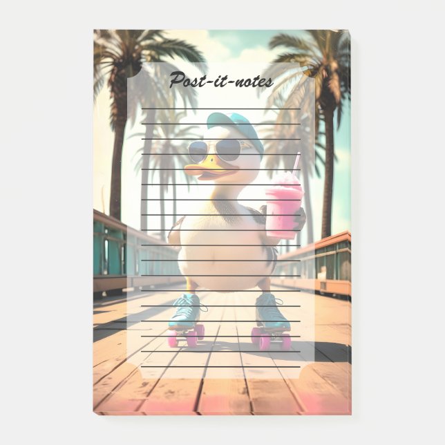 Retro Summer Funny Roller Duck  Post-it Notes (Front)