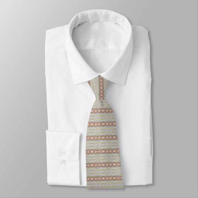 Retro Summer Geometric Colour Block Pattern Design Tie (Tied)