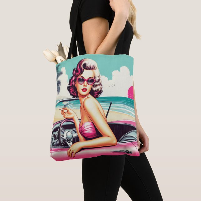 Retro Summer Girl Tote Bag (Close Up)