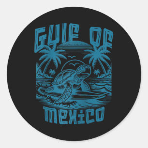 Retro Summer Gulf Of Mexico Forever Turtle Beach G Classic Round Sticker