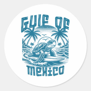Retro Summer Gulf Of Mexico Forever Turtle Beach G Classic Round Sticker