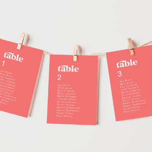 Retro Summer   Hot Pink Hanging Seating Chart Card