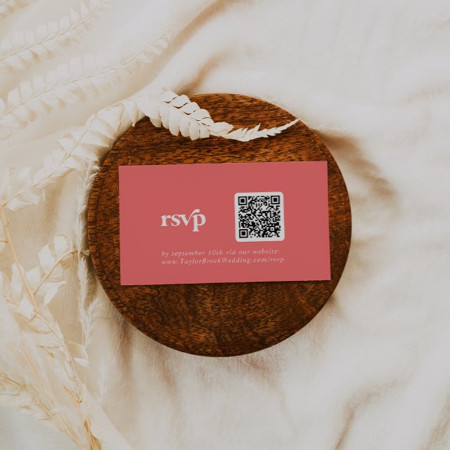 Retro Summer | Hot Pink QR code RSVP Enclosure Card (Creator Uploaded)
