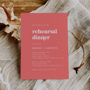 Retro Summer Hot Pink Rehearsal Dinner Invitation