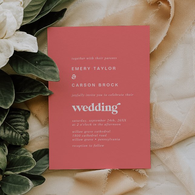 Retro Summer | Hot Pink Wedding Invitation (Creator Uploaded)