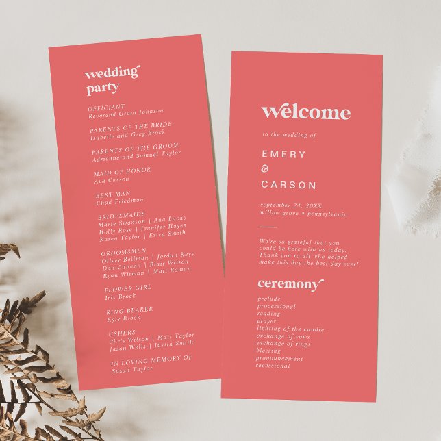 Retro Summer | Hot Pink Wedding Program Programme (Creator Uploaded)
