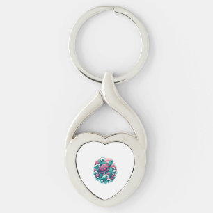 Retro Summer Ocean Wave Turtle Key Ring