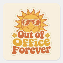 Retro Summer "Out of Office" Smiling Sun Sticker