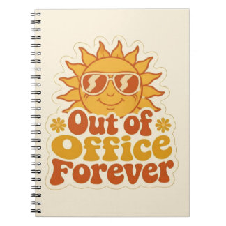 Retro Summer "Out of Office" Smiling Sun Sticker Notebook