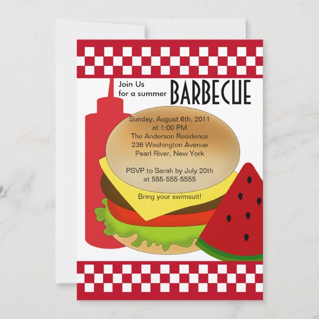 Retro Summer Party Barbecue Invitation BBQ (Front)
