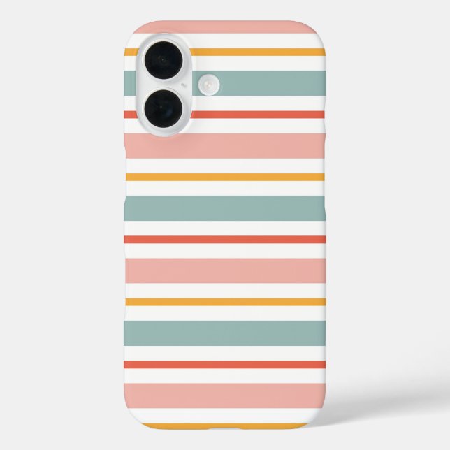 Retro Summer Pastel Striped Pink Mint And Mustard  Case-Mate iPhone Case (Back)