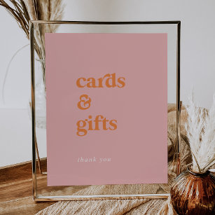 Retro Summer Pink and Orange Cards and Gifts Sign