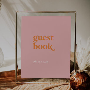 Retro Summer   Pink and Orange Guest Book Sign