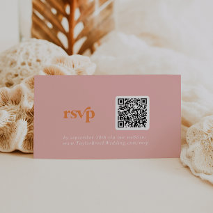 Retro Summer Pink and Orange QR code RSVP Enclosure Card