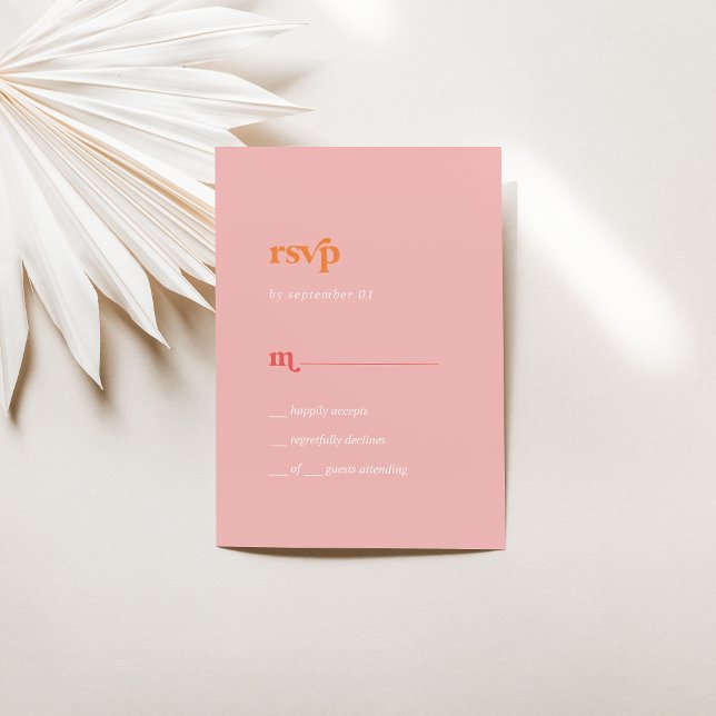 Retro Summer | Pink and Orange Simple RSVP Card (Creator Uploaded)