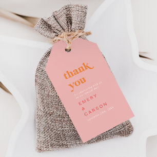 Retro Summer   Pink and Orange Thank You Favour Gift Tags