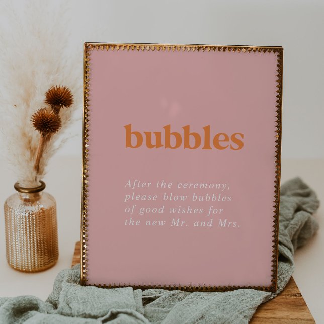 Retro Summer | Pink and Orange Wedding Bubble Sign (Creator Uploaded)
