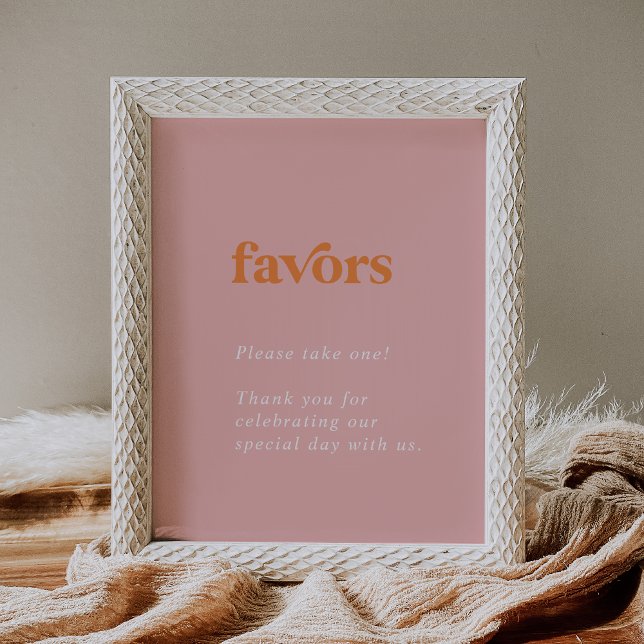 Retro Summer | Pink and Orange Wedding Favours Poster (Creator Uploaded)