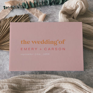 Retro Summer Pink and Orange Wedding Guest Book