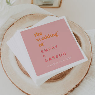 Retro Summer   Pink and Orange Wedding Napkin