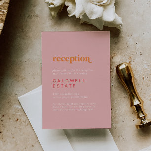 Retro Summer Pink and Orange Wedding Reception Enclosure Card
