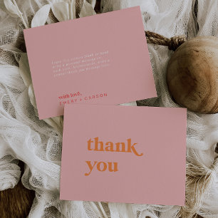 Retro Summer   Pink and Orange Wedding Thank You Card