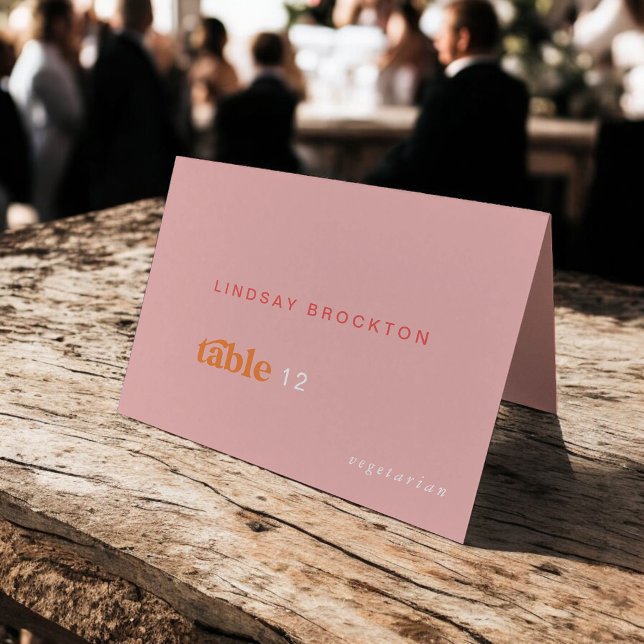 Retro Summer Pink Orange DIY Wedding Place Cards (Retro Summer Pink Orange DIY Wedding Place Cards)