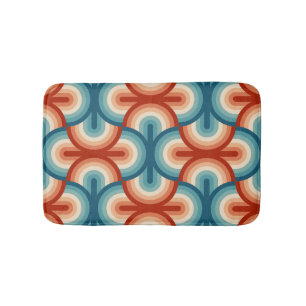 Retro Summer Rainbow Stripes Pattern Bath Mat