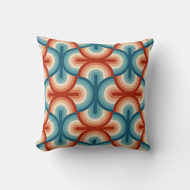 Retro Summer Rainbow Stripes Pattern Cushion (Front)