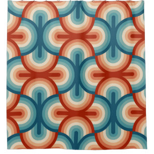 Retro Summer Rainbow Stripes Pattern Shower Curtain
