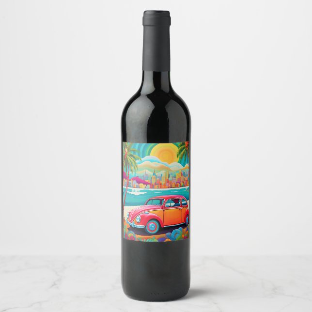 Retro Summer Ride Wine Label (Front)