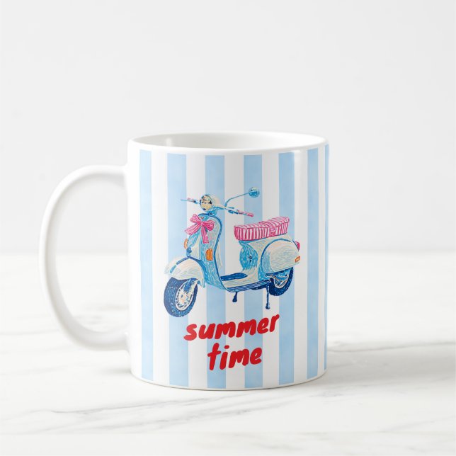 Retro Summer Scooter Stripes Dopamine Coffee Mug (Left)