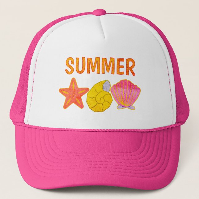 Retro Summer Seashells  Trucker Hat (Front)
