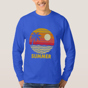 Retro Summer Sunset Vibes – Tropical Beach Palm Tr T-Shirt