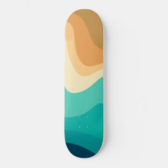Retro Summer Swirl Wave #2 #minimal #decor #art Skateboard (Front)