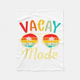 Retro Summer Vacation Sunglasses Palm Tree Beach Fleece Blanket