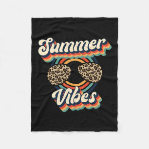 Retro Summer Vibes Cheetah Sungles Vacation Fleece Blanket