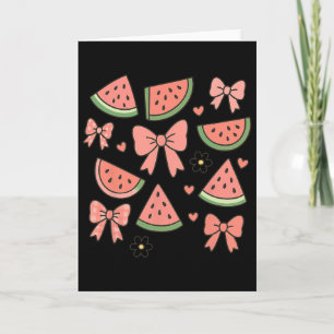 Retro Summer Vibes Coquette Bow Watermelon Summer  Card