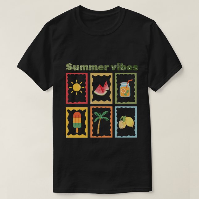 Retro Summer Vibes Design  T-Shirt (Design Front)