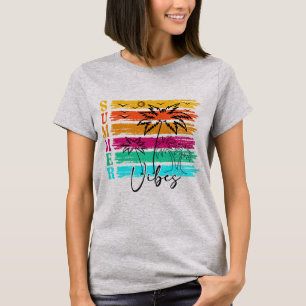 Retro Summer Vibes Palm Tree Graphic T-Shirt